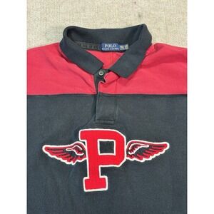 POLO RALPH LAUREN Size 4XLT P-Wing Black Red Cotton Polo Shirt Mens Golf Casual